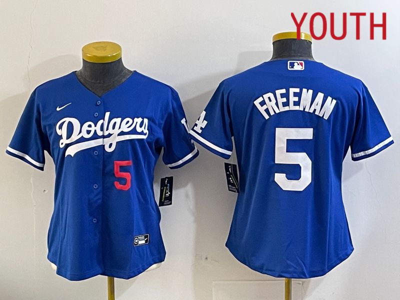 Youth Los Angeles Dodgers #5 Freeman Blue Game 2024 Nike MLB Jersey style 11201->youth mlb jersey->Youth Jersey